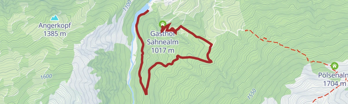 Route map: Über den Lachwald zur Sahnealm